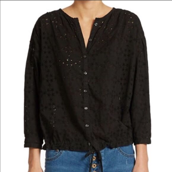 FREE PEOPLE | Stars Align Black Eyelet Top Medium - Picture 8 of 8